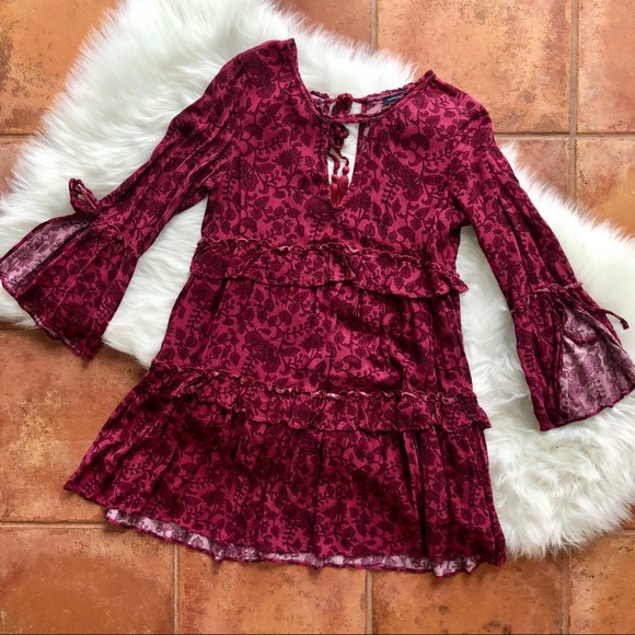 American Eagle Outfitters Dresses & Skirts - American Eagle Red Tiered Boho Babydoll Dress